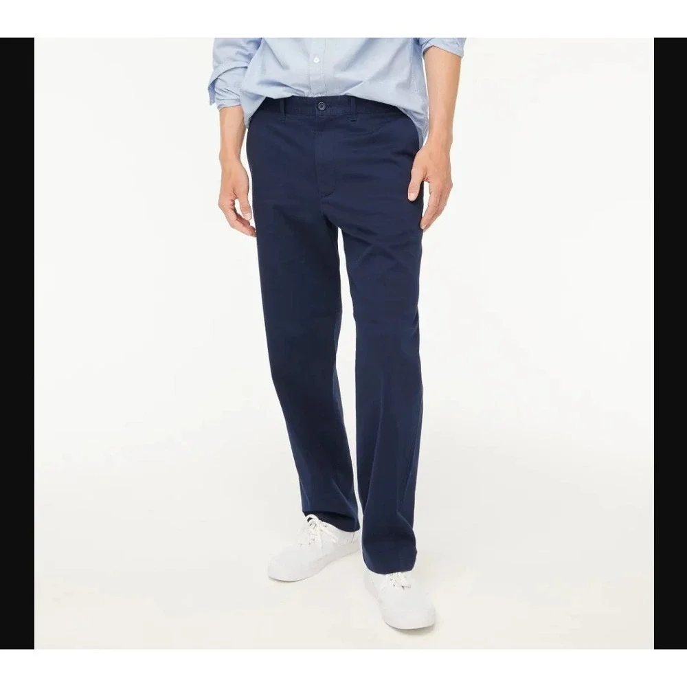 J Crew Navy Blue Relaxed Fit Chino Pants FLEX Flat Front Men's Size 32x30 BR813